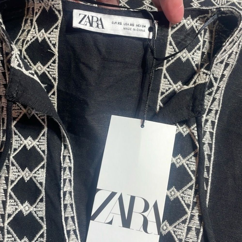 (B4) ZARA MIDI EMBROIDERY LONG SLEEVE BLACK DRESS S22 SIZES XS REF.4786/066 - Picture 8 of 16